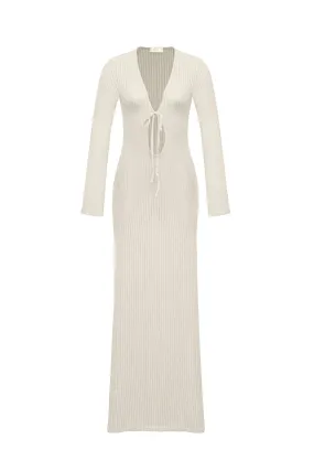 Off White Long Sleeve Aria Dress