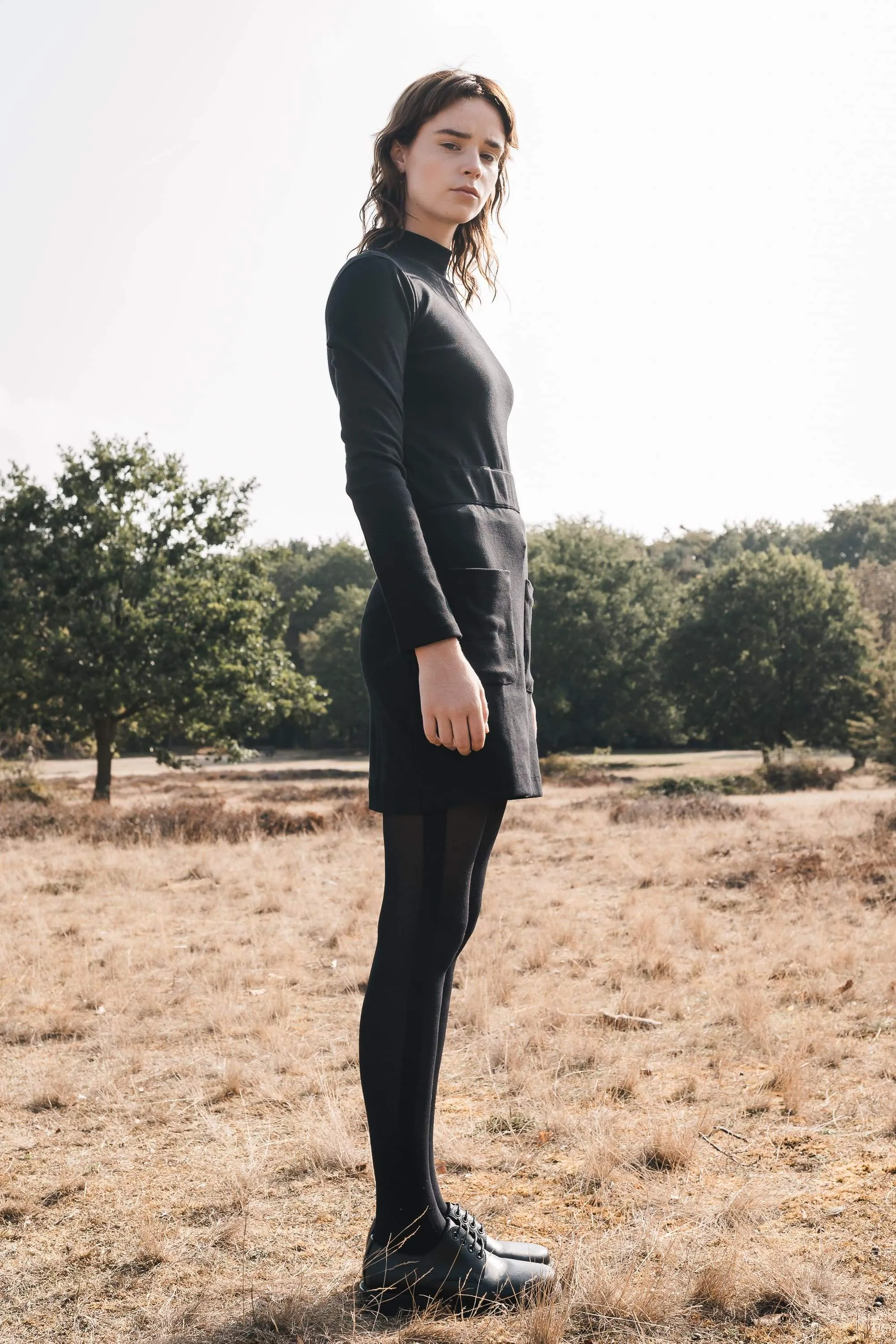 rib dress black